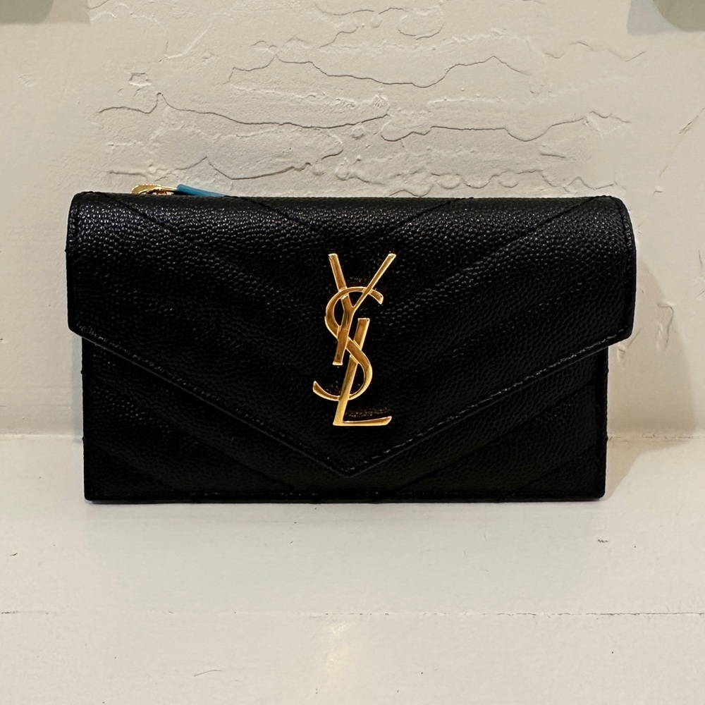 Yves Saint Laurent Cassandre Matelassé Fragments Flap Card Case